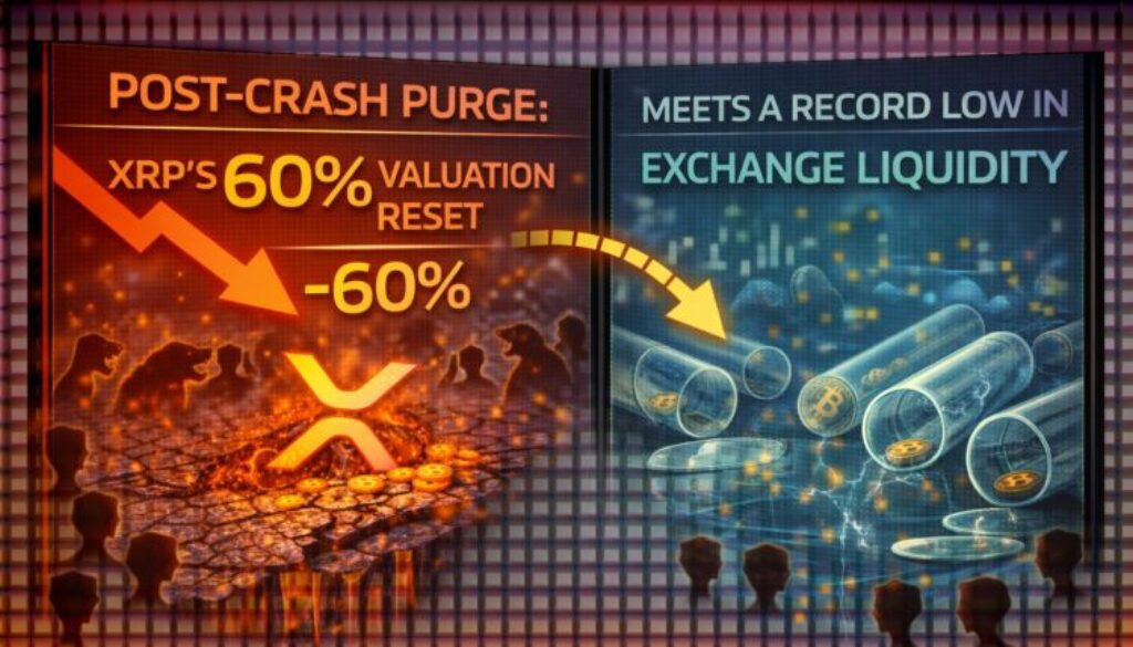Post-Crash Purge: XRP’s 60% Valuation Reset Meets a Record Low in Exchange Liquidity