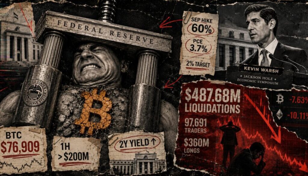 Fed Chair Kevin Warsh triggers a $488 million crypto liquidation cascade as rate-hike expectations rise