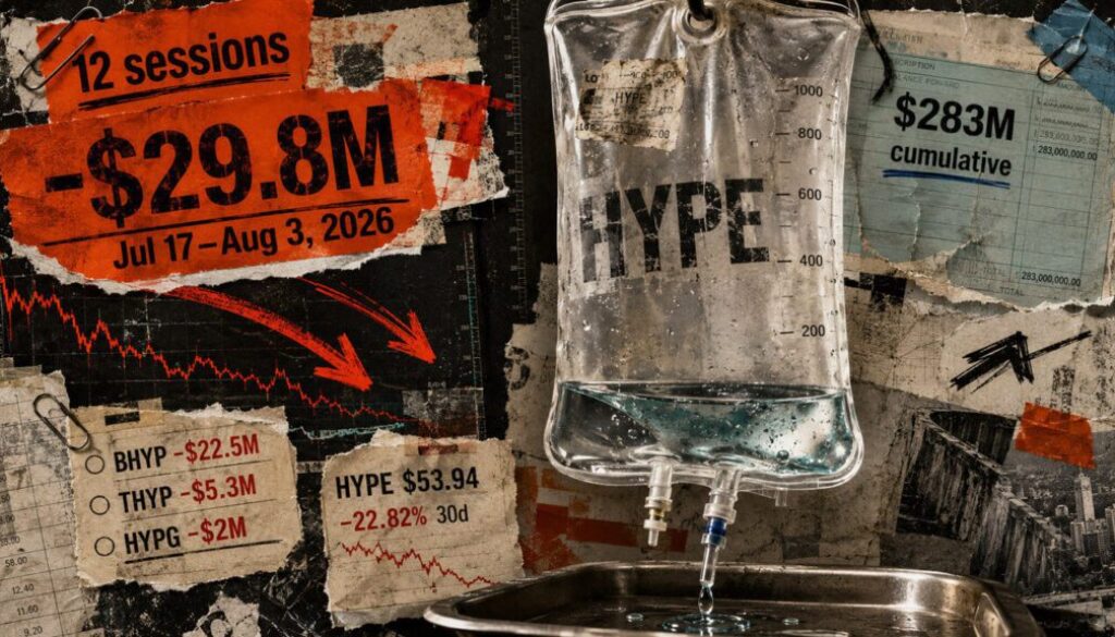 Investors haven’t added a single dime to HYPE ETFs in 12 days as a $30 million exodus begins