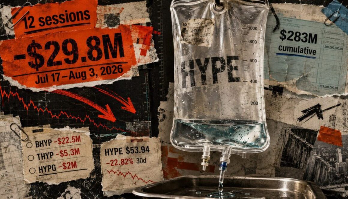 Investors haven’t added a single dime to HYPE ETFs in 12 days as a $30 million exodus begins