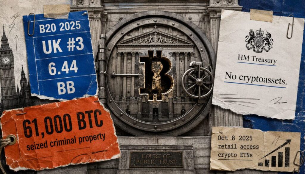 The UK now ranks 3rd in global Bitcoin adoption, but court rules mean it can’t keep its 60,000 BTC as a reserve