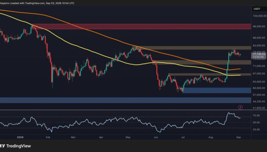 BTC Price Analysis: Bitcoin Rebounds From $76K but Crucial Resistance Remains Above $80K