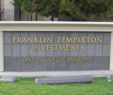 Franklin Templeton Investments sign at the company headquarters campus in San Mateo, California
