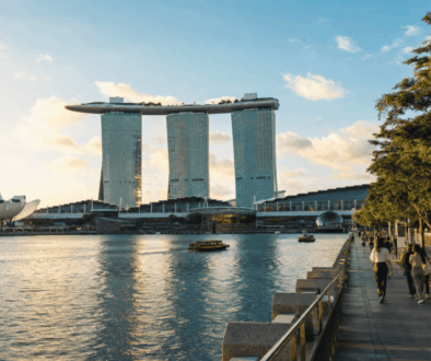 Marina Bay Sands and the Singapore waterfront in late afternoon light during TOKEN2049 week
